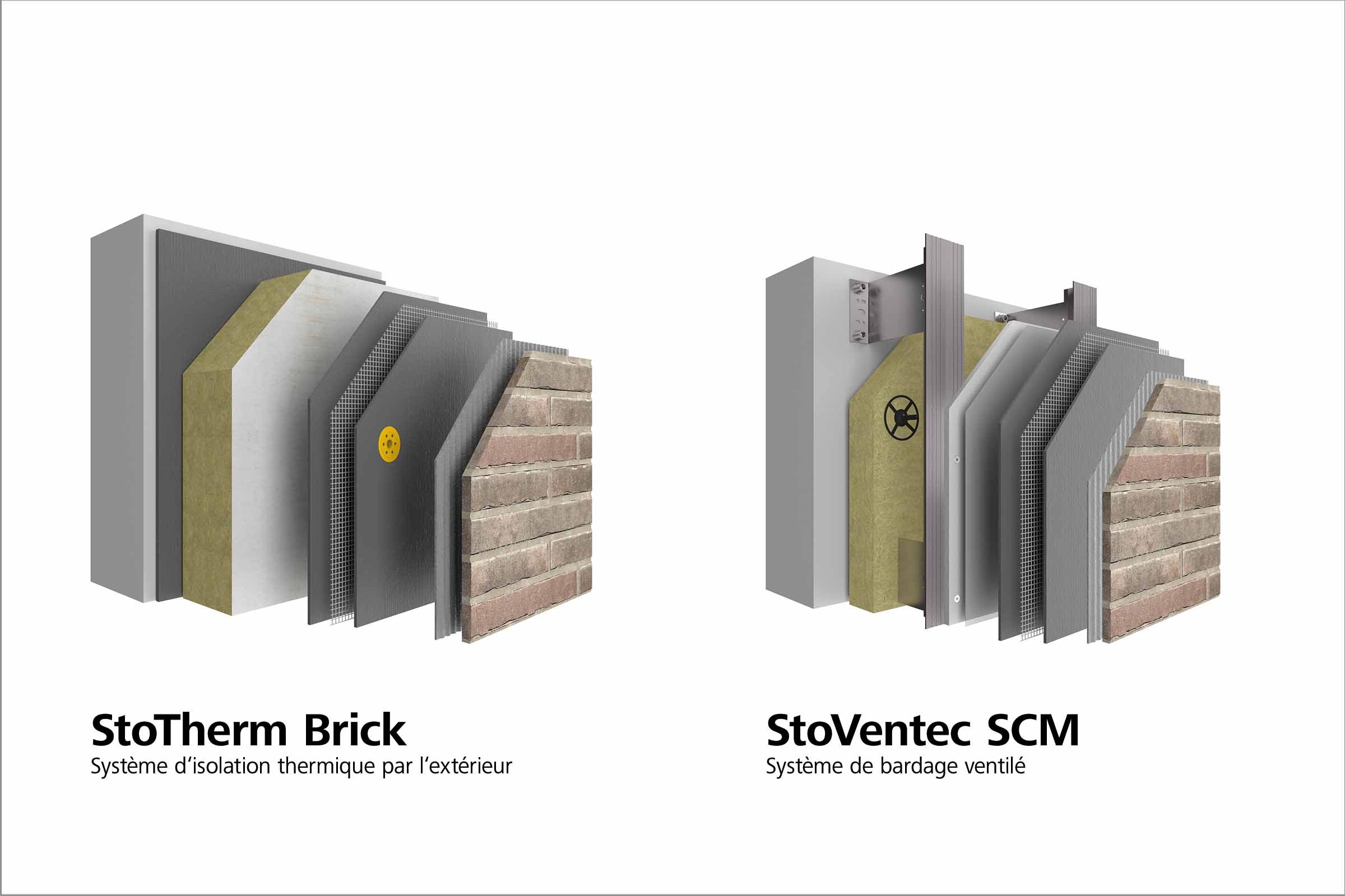 Systèmes ITE Sto : StoTherm brick & StoVentec SCM