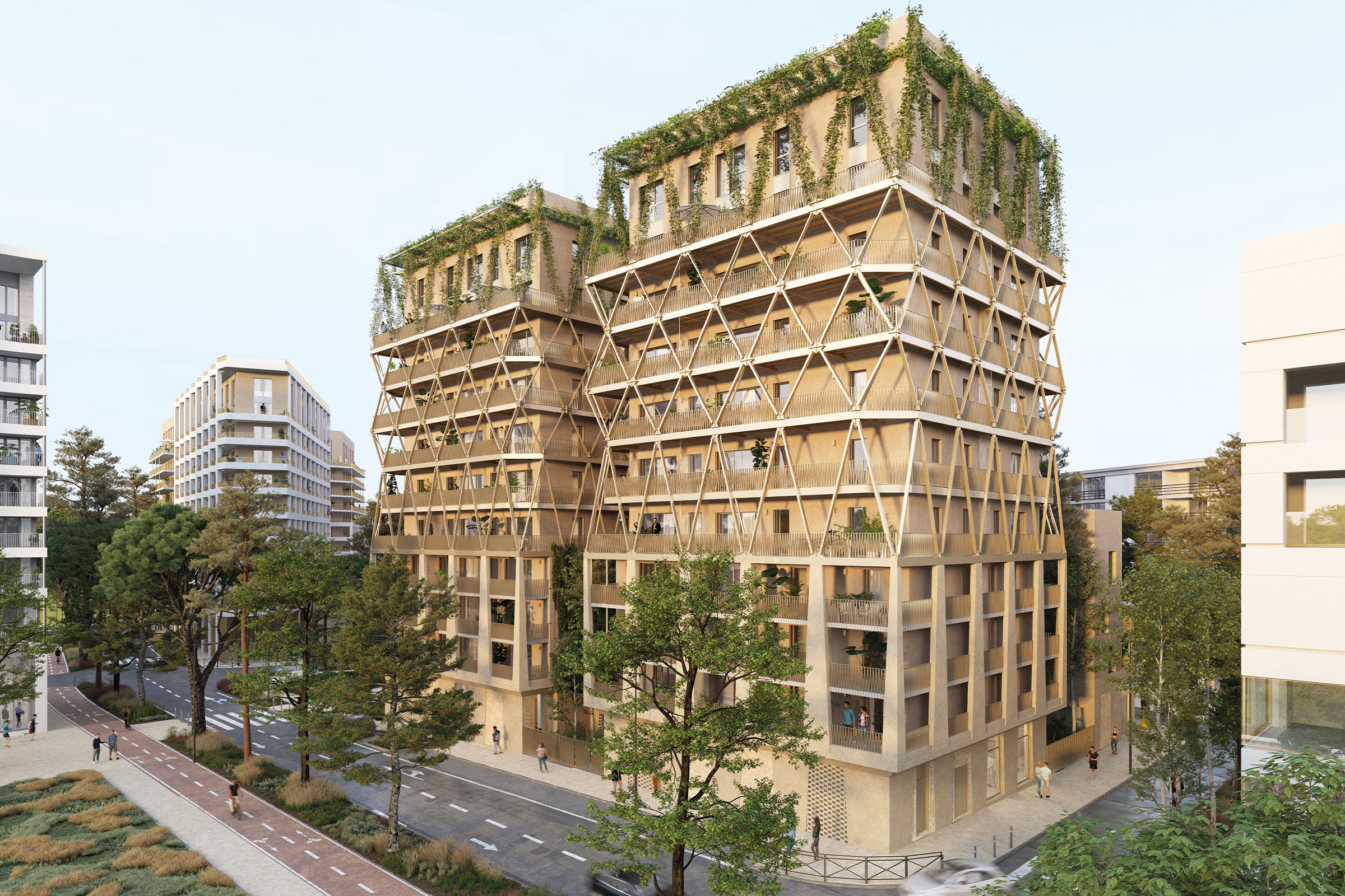 Sur la résidence IKSSO, à Bordeaux composée de 94 logements, le système StoVentec R Enduits, sera mi