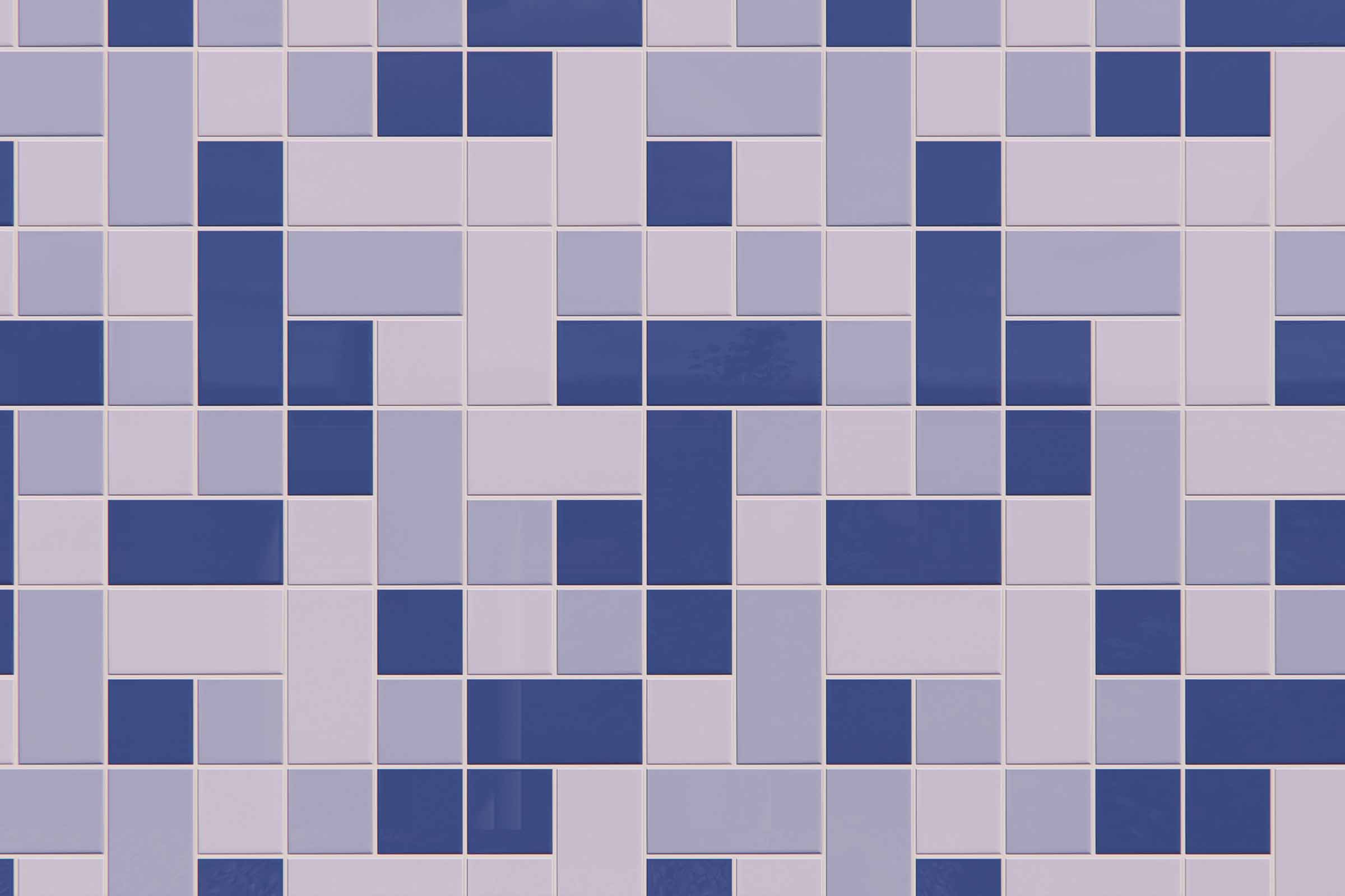 Exemple de calepinage avec assemblage de différents formats et couleurs StoCera 100