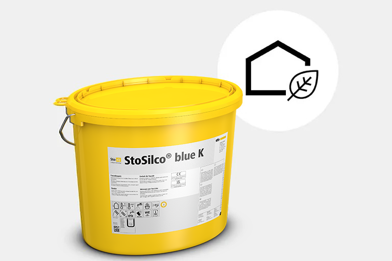 Seau jaune avec enduit Silco Blue et pictogramme RSE