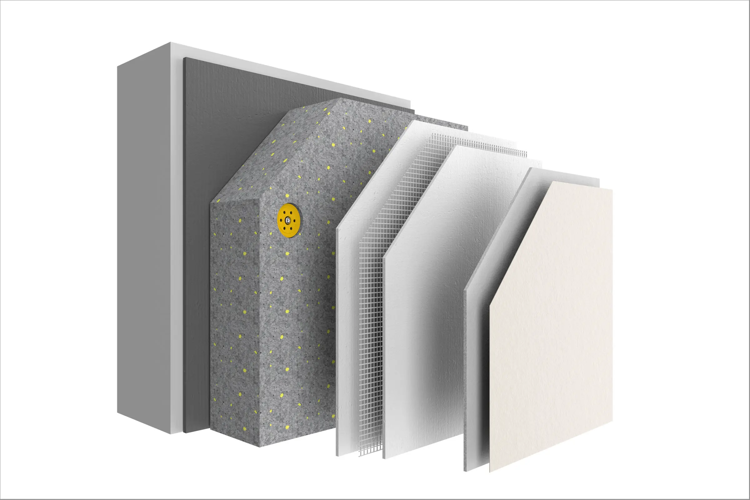 Eclaté système ITE StoTherm AimS avec isolant PSE Biomass